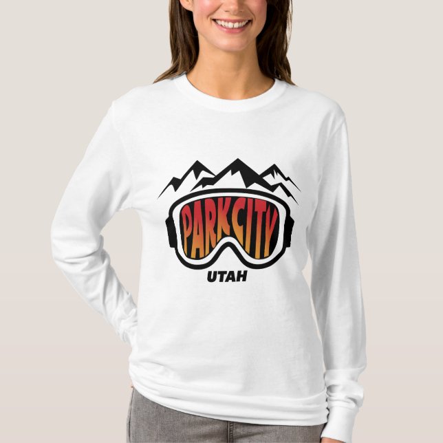 T-shirt Conception de ski de Park City Utah sur la longue (Devant)