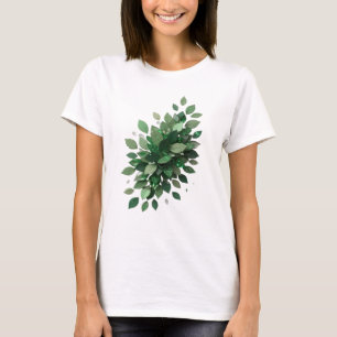 T-shirt Conception de slogan aux feuilles vertes argentées
