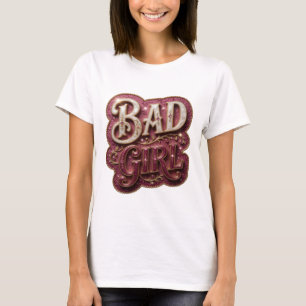 T-shirt Conception de slogan BAD GIRL en or moderne