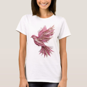 T-shirt Conception de slogan d'oiseau rose argenté propre