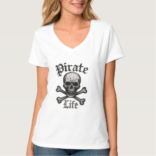 T-shirt Conception de style de vie pirate Crâne et Os