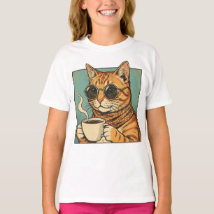 T-shirt Conception de style rétro pour café Cool Cat pour