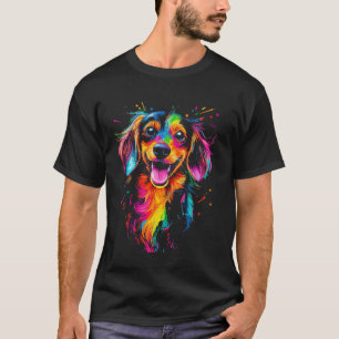 T-shirt Conception de teckel à poil long avec un chien des