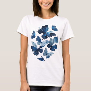 T-shirt Conception de texte artistique papillons bleus arg