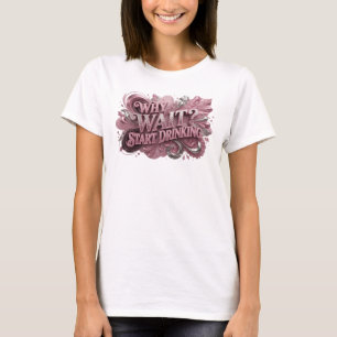 T-shirt Conception de texte en rouge gras POURQUOI ATTENDR