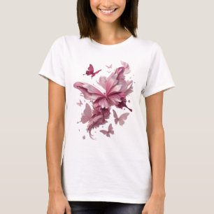 T-shirt Conception de texte FANTASIE PAPILLON Rose Élégant