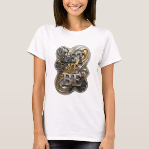 T-shirt Conception de texte LET IT BE argentée audacieuse