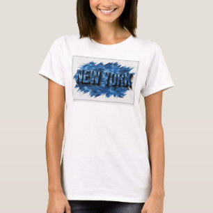 T-shirt Conception de texte NEW YORK Bleu Gras