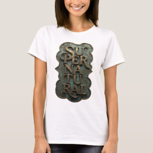 T-shirt Conception de texte SUPER NATUREL en or élégant