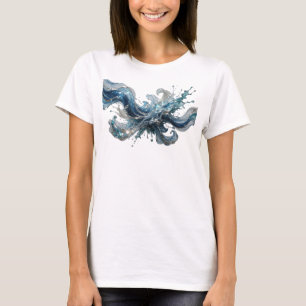 T-shirt Conception de texte WATER WAVE Argent Moderne