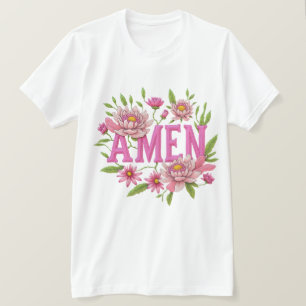 T-shirt Conception de typographie « Amen » floral – Botani
