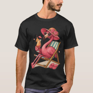 T-shirt Conception de vacances sur la plage du flamant tro