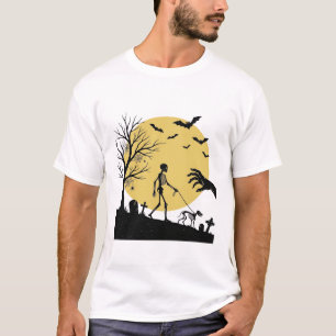 T-shirt Conception de vecteur de lune de chien de squelett