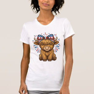 T-shirt Conception de vecteur de vache Highland patriotiqu