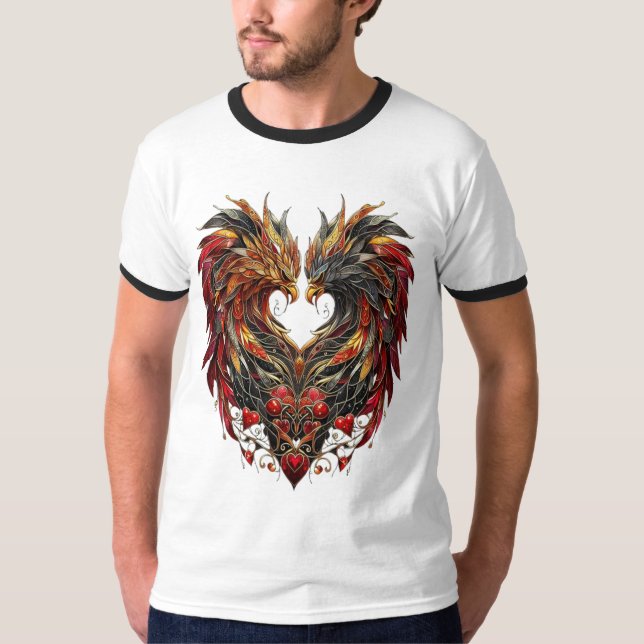 T-shirt Conception de verre de tôle dragon enchâssée (Devant)