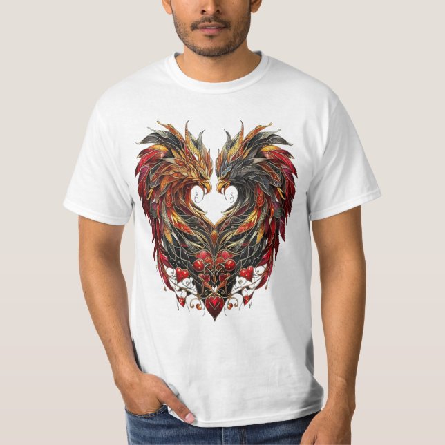 T-shirt Conception de verre de tôle dragon enchâssée (Devant)
