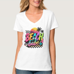 T-shirt Conception de vibes rétro d'été de fille de plage