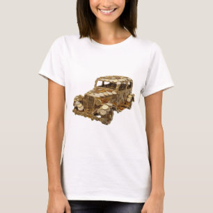 T-shirt Conception de voiture dorée argentée accrocheuse