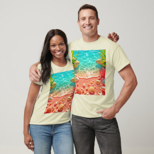 T-shirt Conception des coquilles de plage baisées au solei