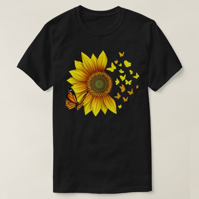 T-shirt Conception des papillons de tournesol (Design devant)