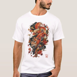 T-shirt Conception d'esprit de renard japonais Kitsune d'a