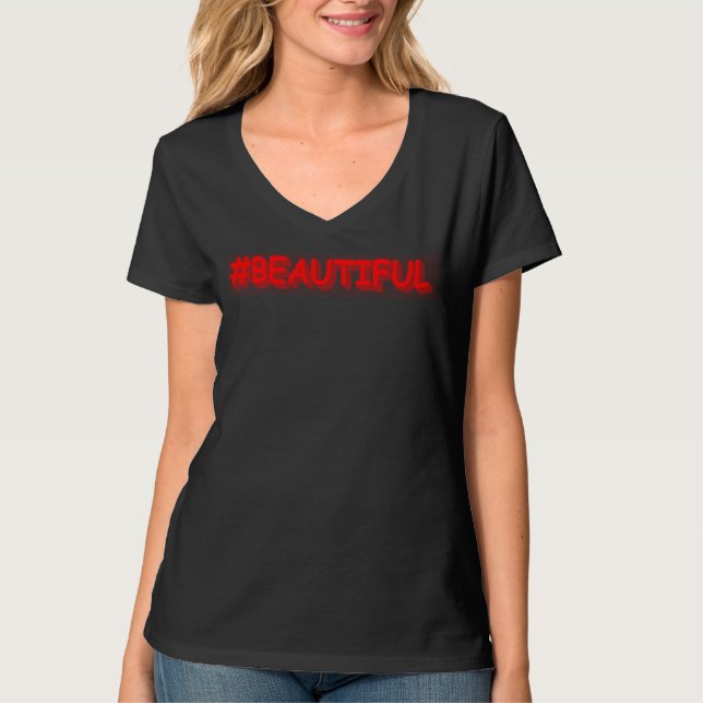 T-shirt Conception d'expression mignonne "#BEAUTIFUL". Com (Devant)