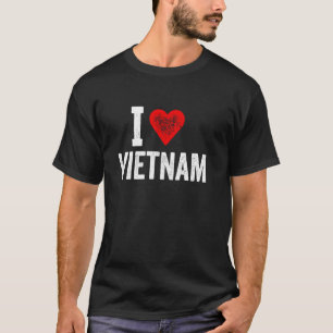 T-shirt Conception Drôle Rétro J'Aime Vietnam avec un Cœur