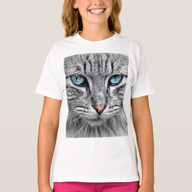 T-shirt Conception fractale du visage de chat (Devant)