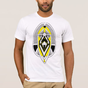 T-shirt Conception géométrique Art Déco jaune et noir gras