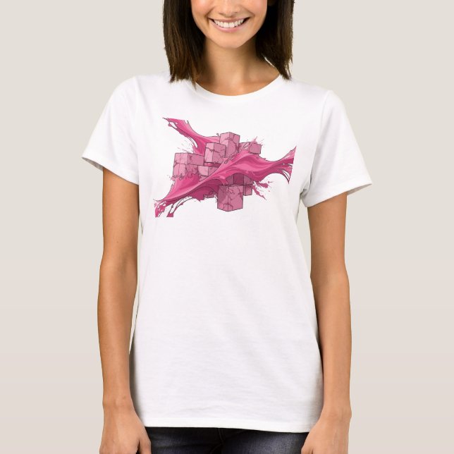 T-shirt Conception graphique de cubes abstraits roses auda (Devant)