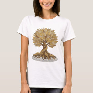 T-shirt Conception graphique de l'arbre doré de vie en gri