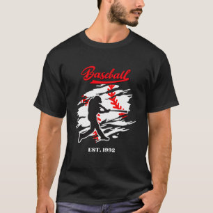 T-shirt Conception Graphique de Silhouette de Baseball – F