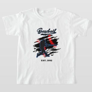 T-shirt Conception Graphique de Silhouette de Baseball – F