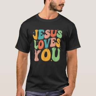 T-shirt Conception graphique de style rétro groovy Jésus v