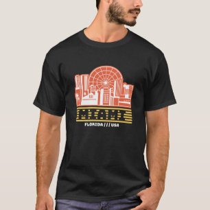 T-shirt Conception graphique rétro de la skyline de Miami