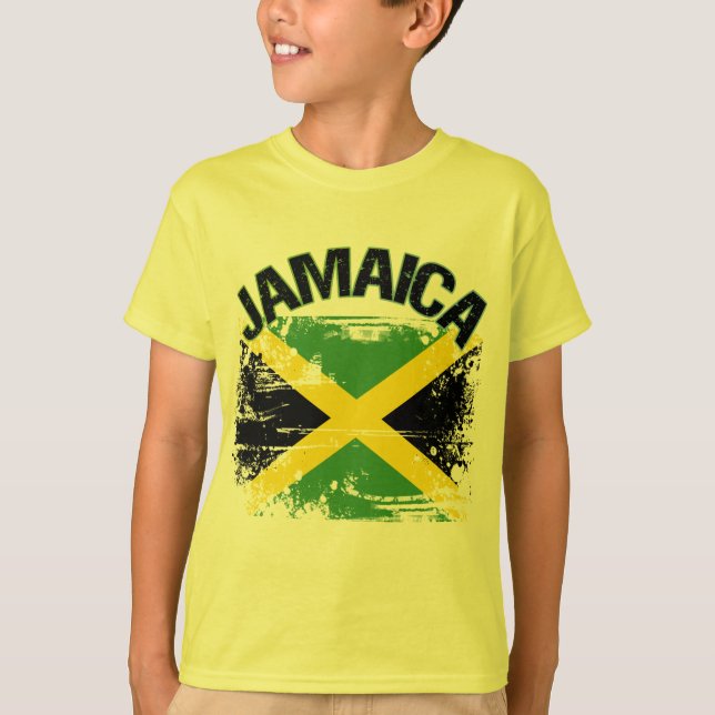 T-shirt Conception grunge de drapeau de la Jamaïque de (Devant)