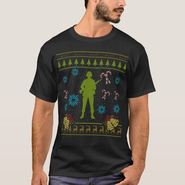 T-shirt Conception laide de chandail de Noël militaire de (Devant)