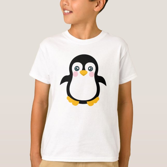 T-shirt Conception mignonne de pingouin de bande dessinée (Devant)