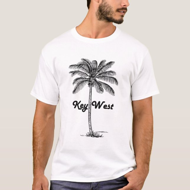 T-shirt Conception noire et blanche de Key West la Floride (Devant)