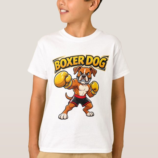 T-shirt Conception Originale Drôle Boxe Boxer Chien (Devant)