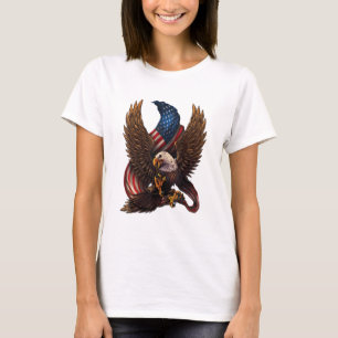 T-shirt Conception Patriotique Américaine Avec Aigle Et Dr
