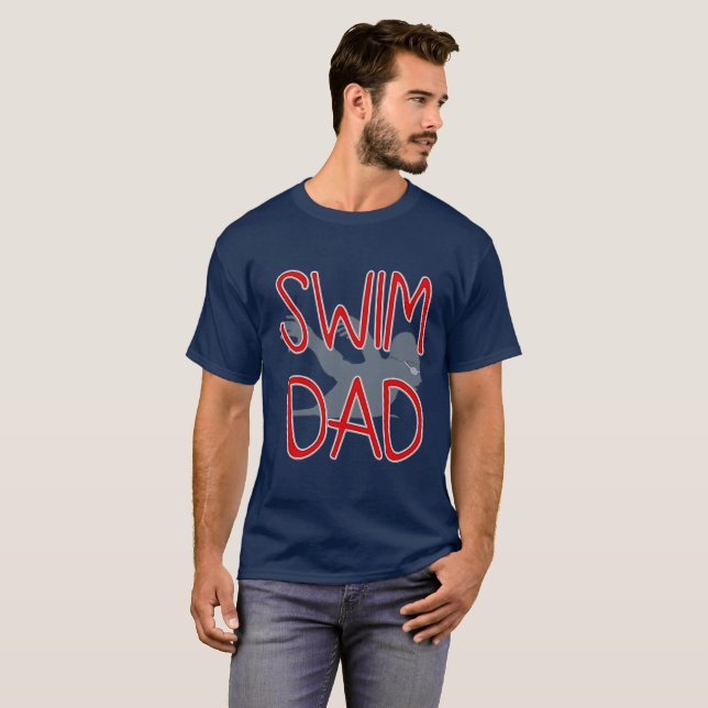 T-shirt Conception personnalisée de papa de natation (Devant entier)
