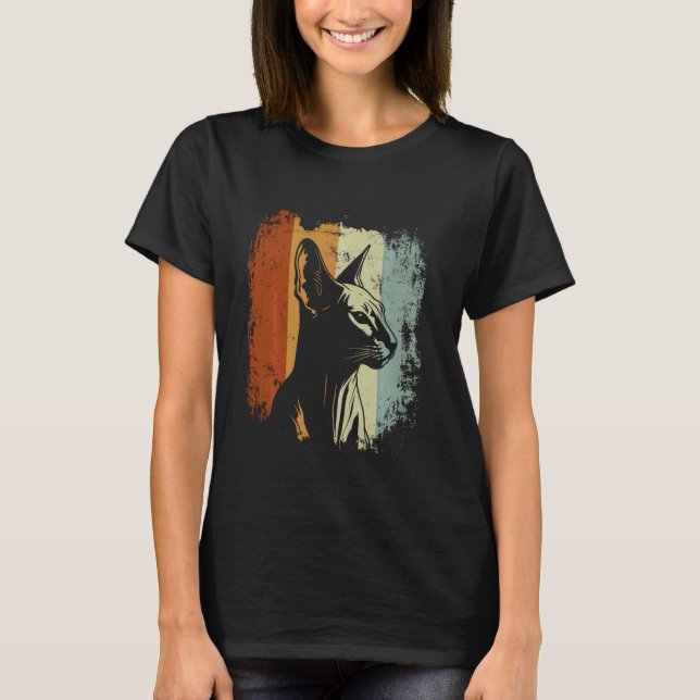 T-shirt Conception Rétro Chat Peterbald (Devant)