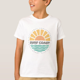 T-shirt Conception Rétro de Plage au Coucher du Soleil sur