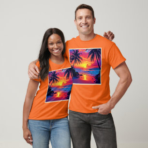 T-shirt Conception Tropical Sunset Paradise