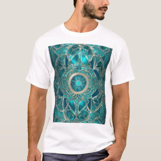 T-shirt Conception Turquoise et Gold Abstract"