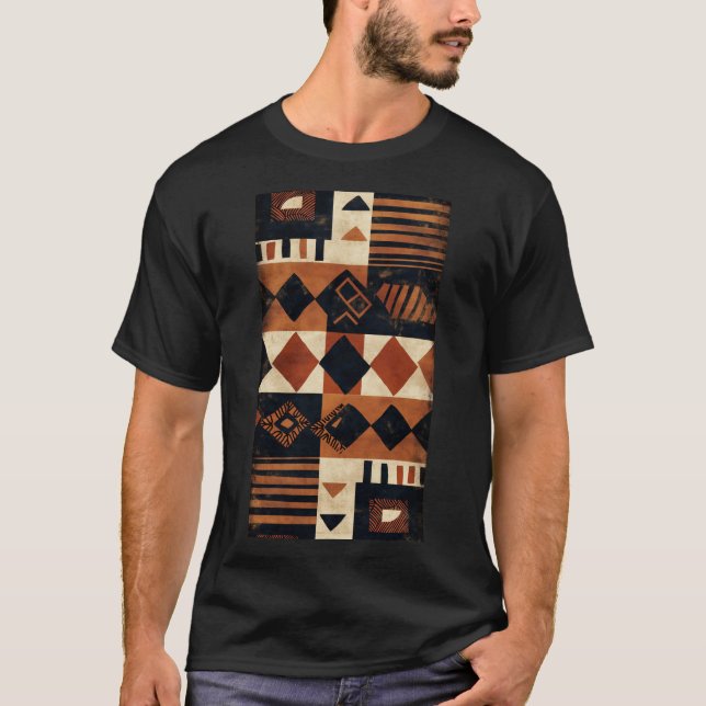 T-shirt Conception verticale avec éléments africains (Devant)