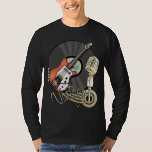 T-shirt Conception vintage de guitare et de microphone