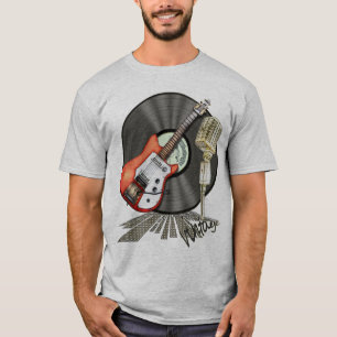 T-shirt Conception vintage de guitare et de microphone