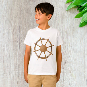 T-shirt Conception vintage de la boussole de roue du navir